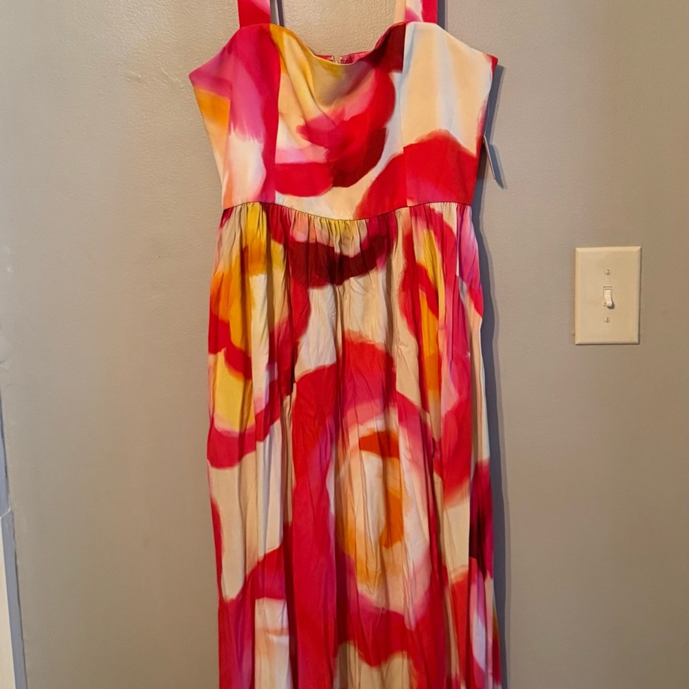 Vibrant Pink and Yellow Maxi Dress